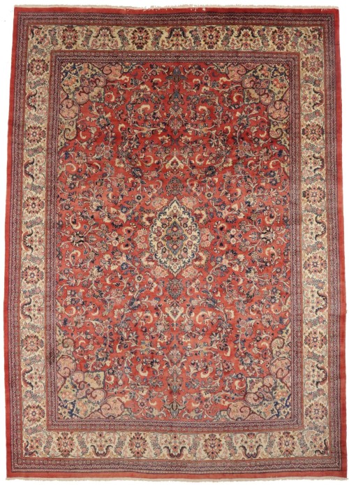 Vintage Orange-red Traditional 11X15 Mahal Persian Rug