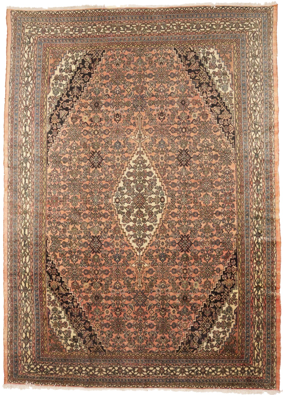 Antique Peach Orange Tribal 11X15 Hamedan Persian Rug