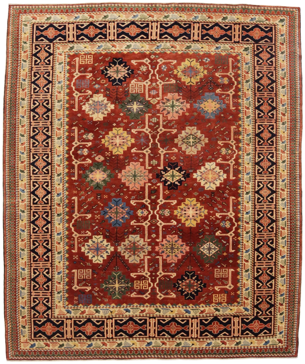 Rusty Red Geometric 6X7 Kazak Pakistan Rug