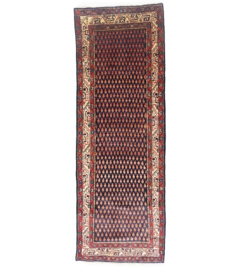 Vintage Purple-navy Tribal 3'6X10 Botemir Persian Runner Rug