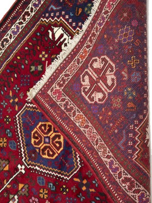 Vintage Red Tribal 3'5X5 Shiraz Persian Rug