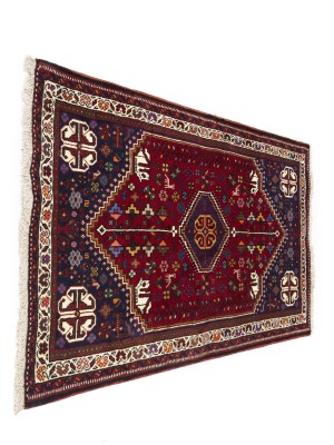 Vintage Red Tribal 3'5X5 Shiraz Persian Rug