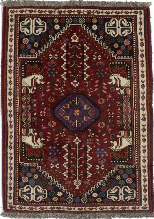 Red Tribal 4X5 Shiraz Persian Wool Rug