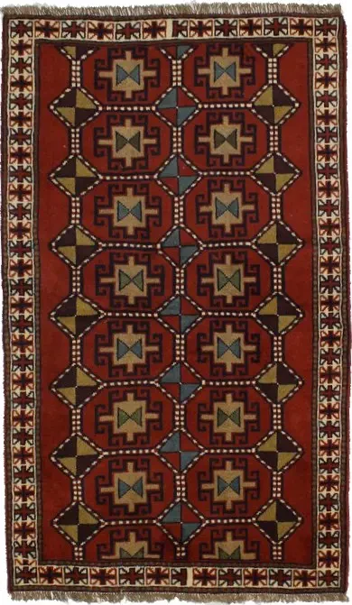 Orange-red Tribal 4X7 Ghoochan Persian Rug