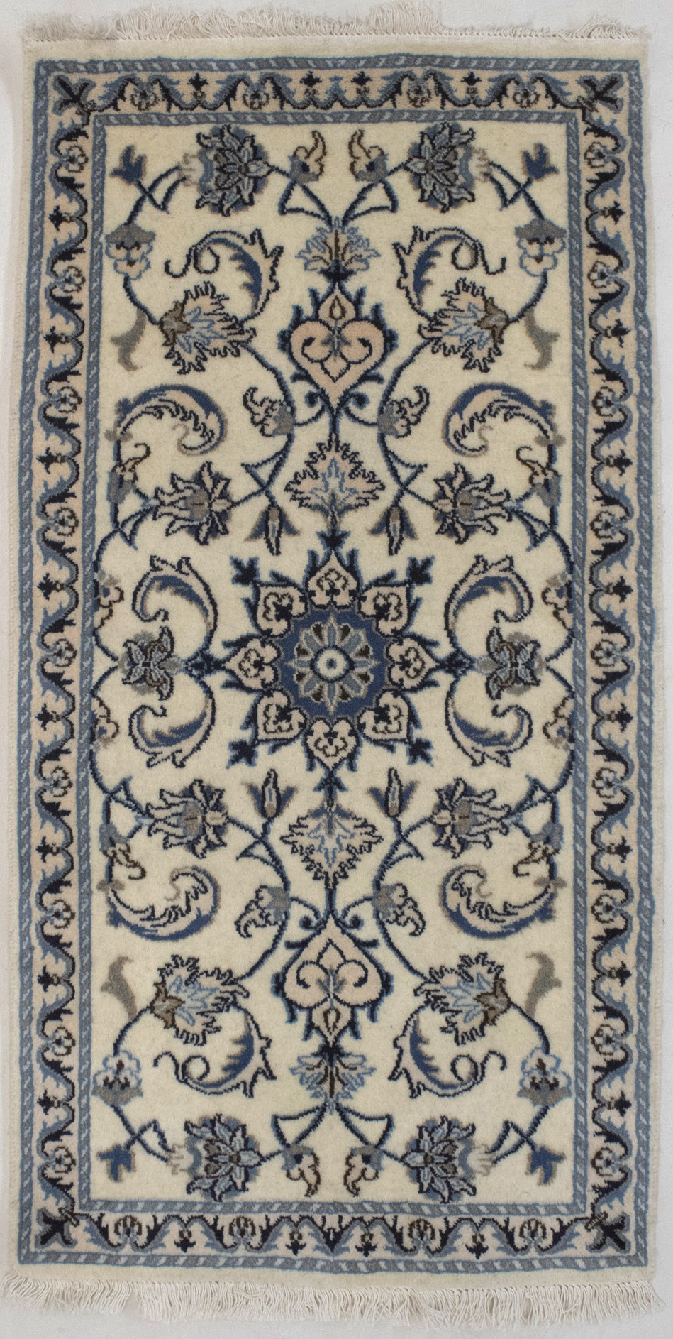 Cream Traditional 2X5 Nain Kashmar Persian Rug