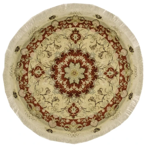 Cream Classic 4X4 Tabriz Persian Rug