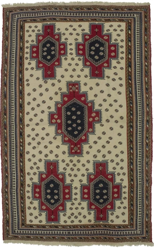 Cream Tribal 4X7 Sumak Persian Rug