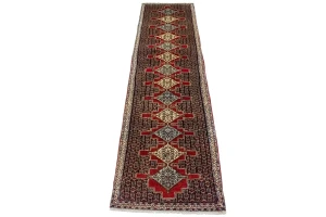 Vintage Geometric 3X13 Bidjar Sanneh Persian Runner Rug