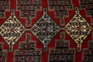 Vintage Geometric 3X13 Bidjar Sanneh Persian Runner Rug