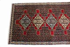 Vintage Geometric 3X13 Bidjar Sanneh Persian Runner Rug