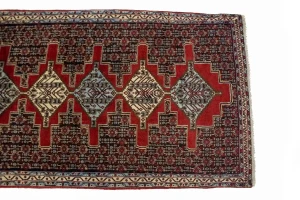 Vintage Geometric 3X13 Bidjar Sanneh Persian Runner Rug
