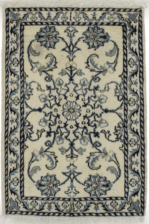 Cream Traditional 2X3 Nain Kashmar Persian Rug