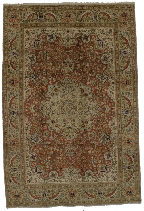 Orange Semi Antique Classic 6'4X9'7 Tabatabaei Persian Oriental Rug