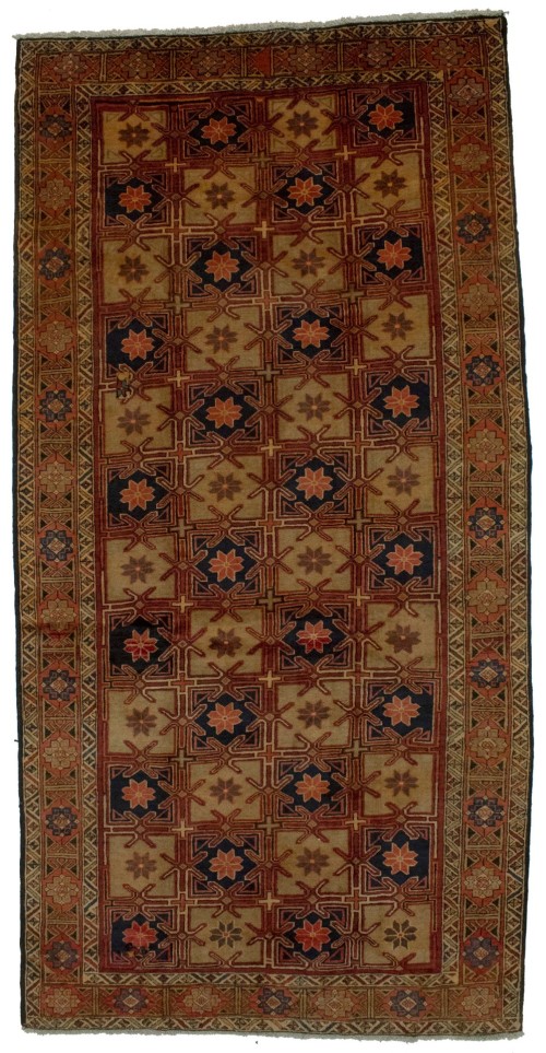 Vintage Beige Geometric 5X10 Meshkin Persian Runner Rug