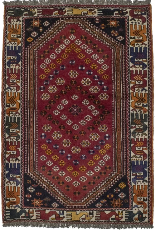 Red Tribal 4X6 Shiraz Persian Rug