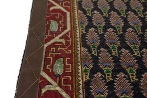 Vintage Dark Navy Floral 3X11 Tabriz Persian Runner Rug