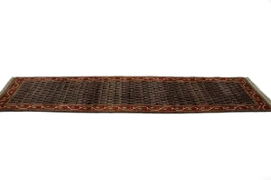 Vintage Dark Navy Floral 3X11 Tabriz Persian Runner Rug