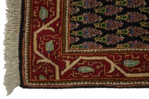 Vintage Dark Navy Floral 3X11 Tabriz Persian Runner Rug