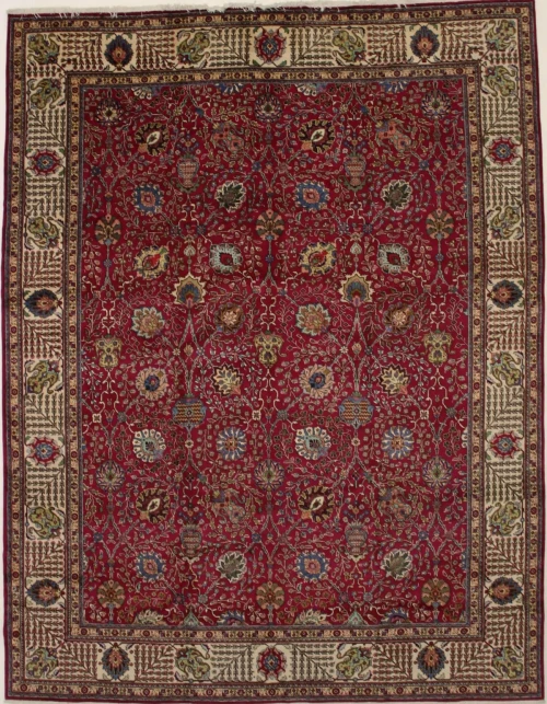 Vintage Fuchsia-Rose Traditional 11X15 Tabriz Persian Rug