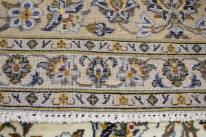 Vintage Cream Traditional 10X14 Kashan Persian Rug