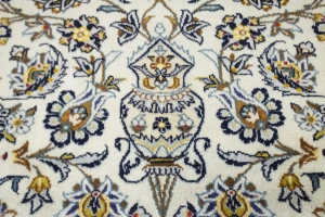 Vintage Cream Traditional 10X14 Kashan Persian Rug