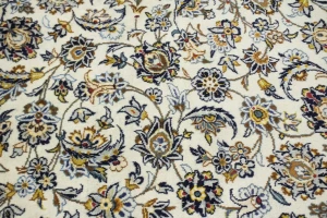 Vintage Cream Traditional 10X14 Kashan Persian Rug