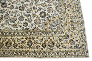 Vintage Cream Traditional 10X14 Kashan Persian Rug