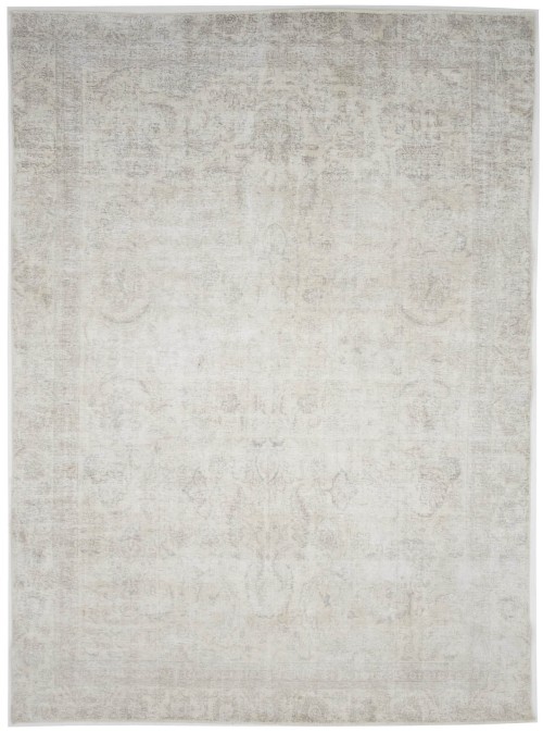 Antique Muted Beige Floral 9X12 Distressed Vintage Oriental Rug