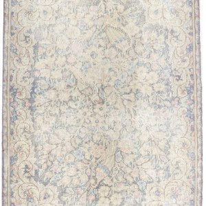 Antique Muted Gray Floral 1'9X2'4 Distressed Vintage Oriental Rug