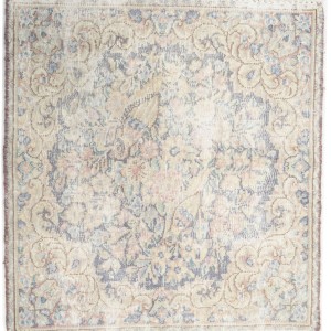 Antique Muted Floral 1'7X1'8 Distressed Vintage Oriental Square Rug