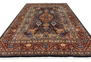 Vintage Purple-navy Pictorial 10X13 Kashmar Persian Rug