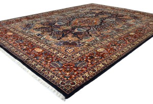 Vintage Purple-navy Pictorial 10X13 Kashmar Persian Rug