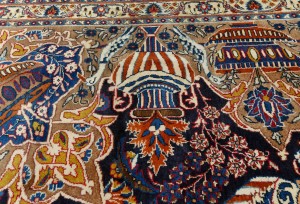 Vintage Purple-navy Pictorial 10X13 Kashmar Persian Rug