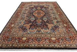 Vintage Purple-navy Pictorial 10X13 Kashmar Persian Rug