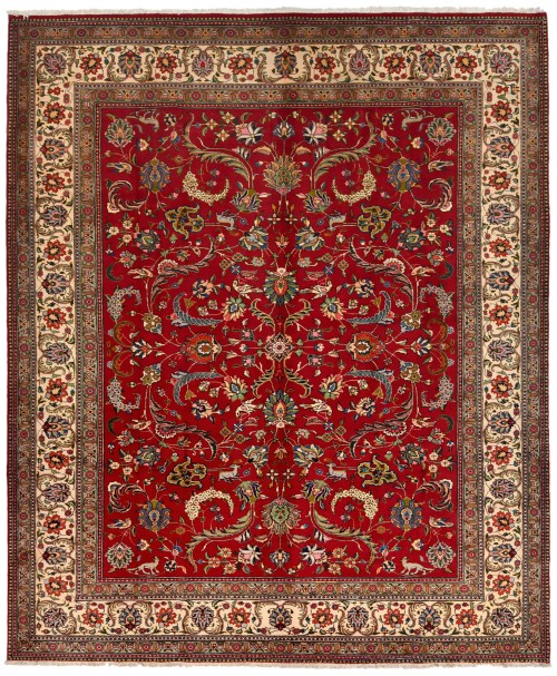 Vintage Red Traditional 10X13 Tabriz Persian Rug