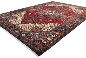 Vintage Geometric Red 7X10 Heriz Persian Rug