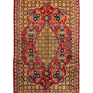 Vintage Red Pictorial 3X5 Shahreza Persian Rug