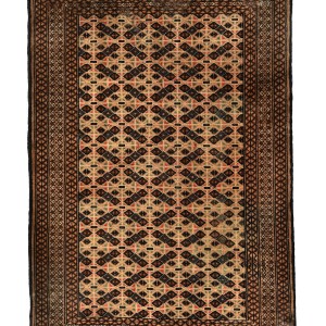 Semi Antique Beige Tribal 3'3X4'6 Turkoman Persian Rug