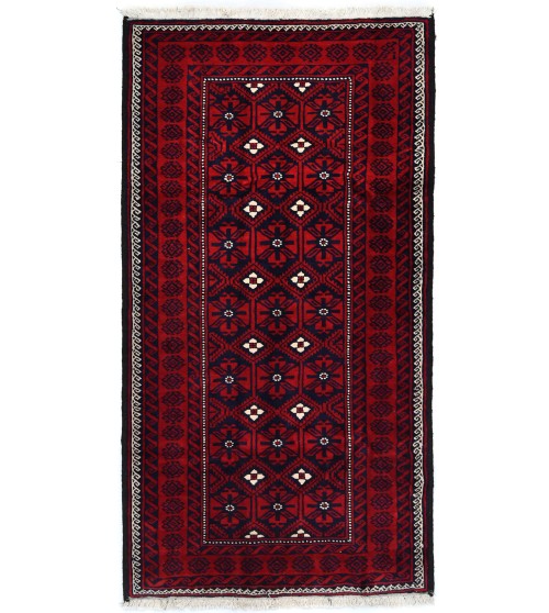 Vintage Red Tribal 4X8 Balouch Persian Rug