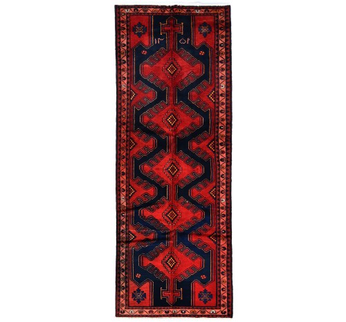 Vintage Purple-navy Tribal 3'7X9'8 Hamedan Persian Runner Rug