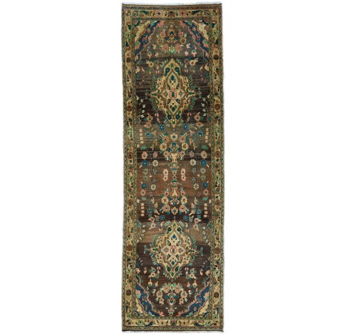 Semi Antique Muted Tribal 3X10 Distressed Vintage Oriental Runner Rug