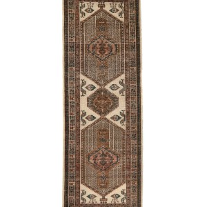 Semi Antique Muted Tribal 4X10 Distressed Vintage Oriental Runner Rug