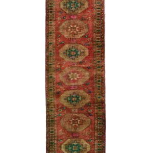 Antique Muted Red Tribal 4X11 Distressed Vintage Oriental Runner Rug