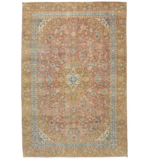 Semi Antique Muted Floral 8'5X12'6 Distressed Vintage Oriental Rug