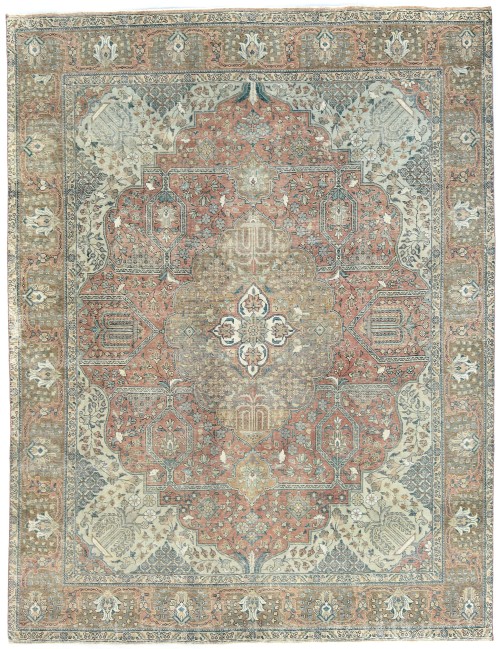 Antique Muted Floral 10X13 Distressed Vintage Oriental Rug