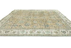 Semi Antique Muted Floral 10X12 Distressed Vintage Oriental Rug