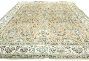 Semi Antique Muted Floral 10X12 Distressed Vintage Oriental Rug