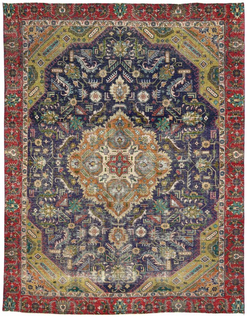 Semi Antique Muted Floral 9X12 Distressed Vintage Oriental Rug