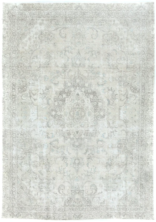 Antique Muted Floral 8X11'5 Distressed Vintage Oriental Rug