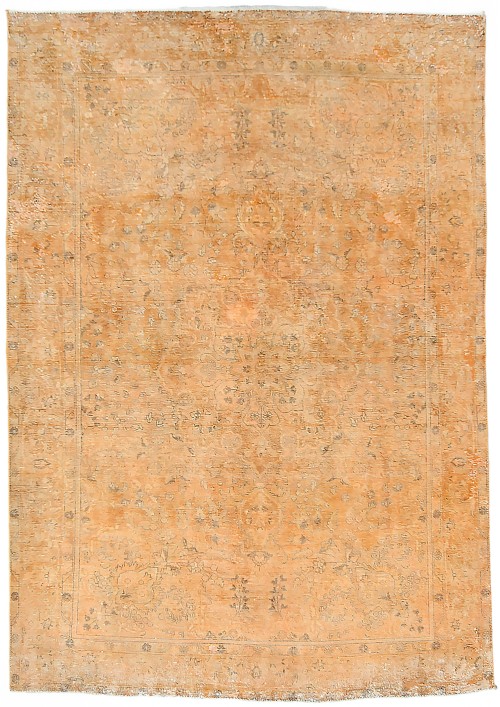 Antique Overdyed Muted Floral 6'4X9 Distressed Vintage Oriental Rug